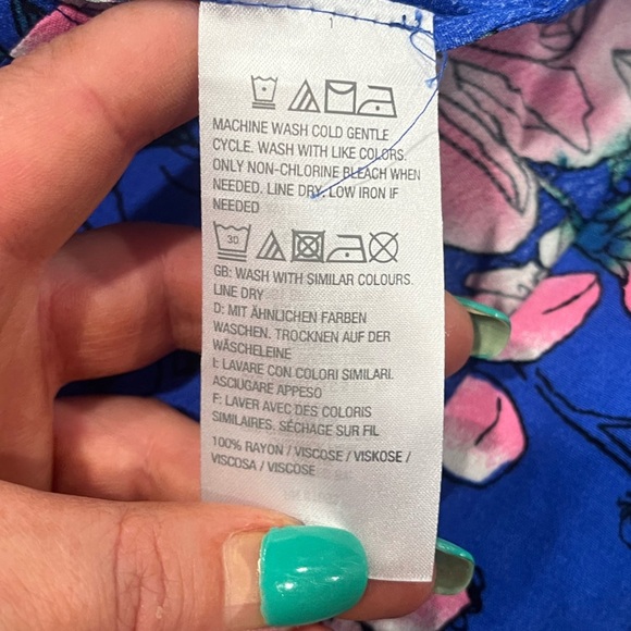 G.I.L.I. Printed Floral Duster Cardigan Open Front Long Sleeve Blue Multi Size L - Picture 4 of 8